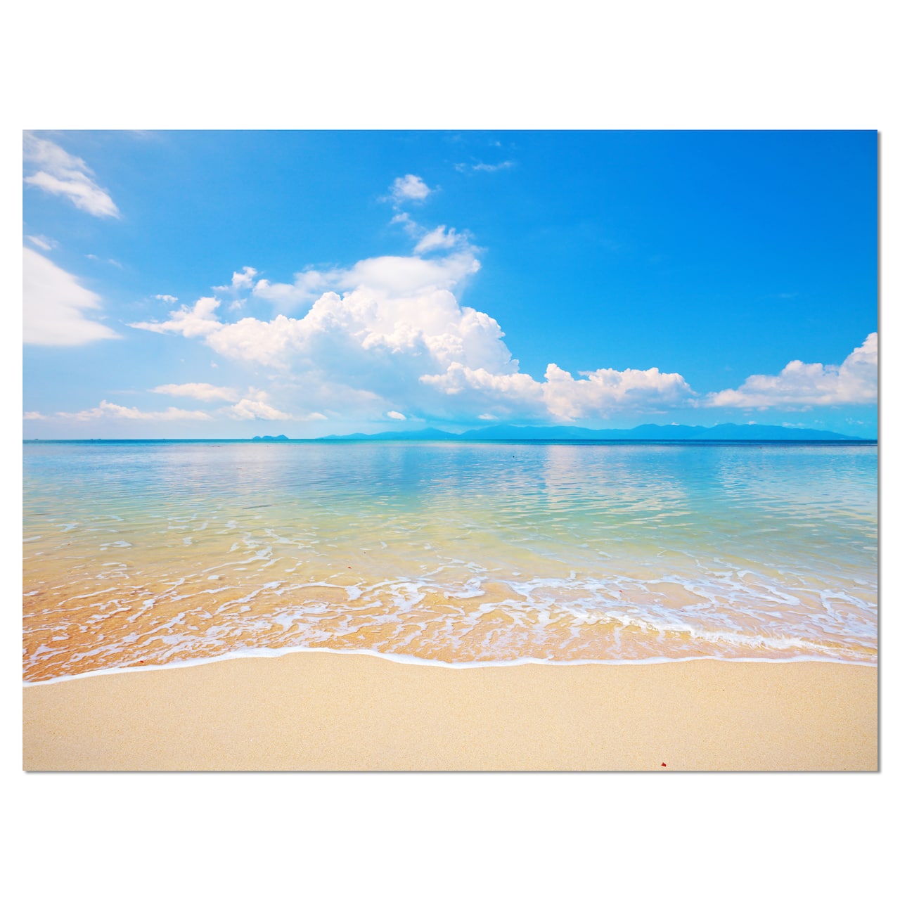 Designart - Large Clouds Over Calm Beach - Seashore Photo Canvas Print